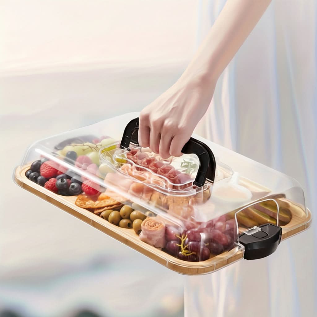 Cheese Board Portable Dual-Surface Reversible with Snap-On Closure