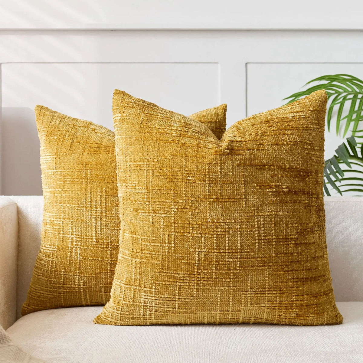 Chenille Cushion Cover, Bamboo-Weave Texture | 40cm x 40cm to 60cm x 60cm, 7 Colours | Soft, Easy-Care Chenille Fabric
