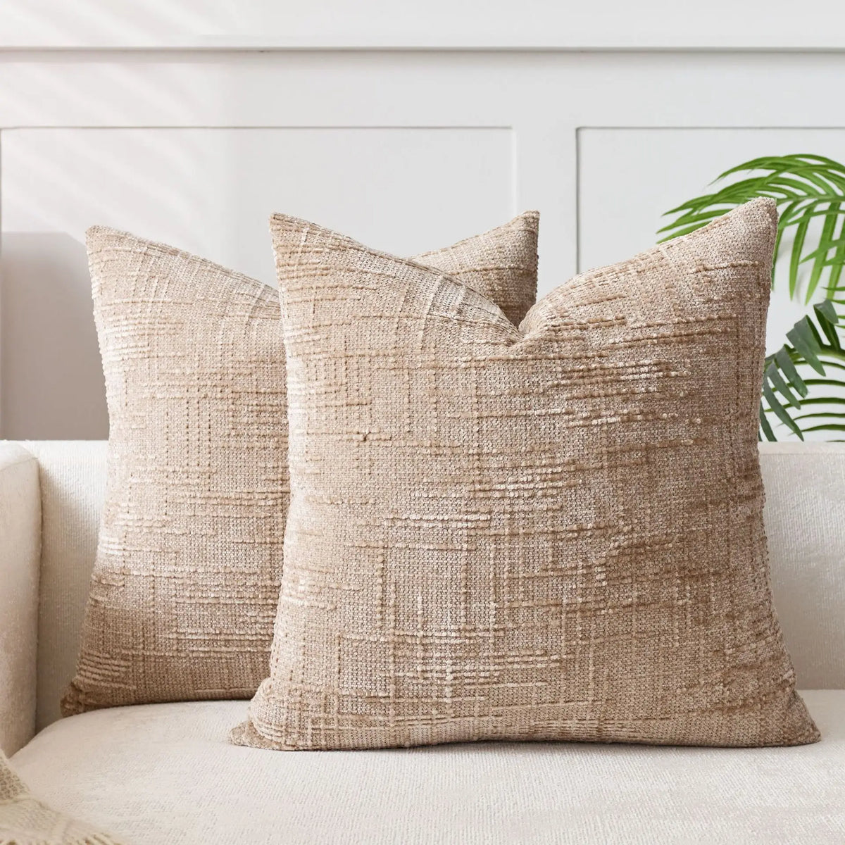 Chenille Cushion Cover, Bamboo-Weave Texture | 40cm x 40cm to 60cm x 60cm, 7 Colours | Soft, Easy-Care Chenille Fabric
