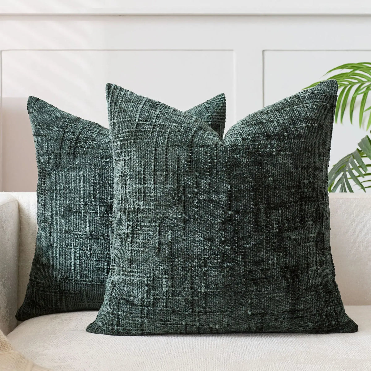 Chenille Cushion Cover, Bamboo-Weave Texture | 40cm x 40cm to 60cm x 60cm, 7 Colours | Soft, Easy-Care Chenille Fabric