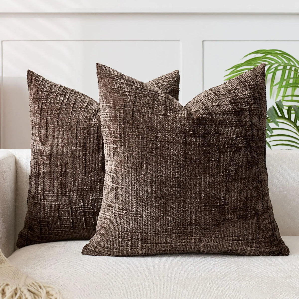Chenille Cushion Cover, Bamboo-Weave Texture | 40cm x 40cm to 60cm x 60cm, 7 Colours | Soft, Easy-Care Chenille Fabric