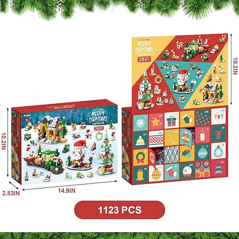 Christmas Advent Calendar Building Block Set | 24 Day Countdown with 24 Mini Block Builds | ABS Material, Includes Instructions