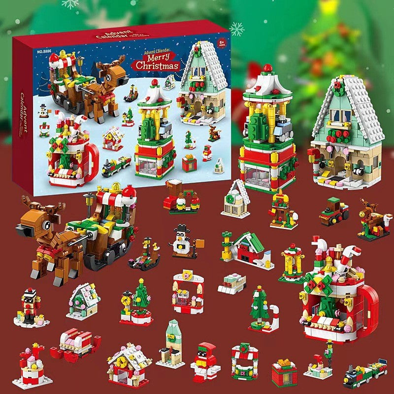 Christmas Advent Calendar Building Block Set | 24 Day Countdown with 24 Mini Block Builds | ABS Material, Includes Instructions