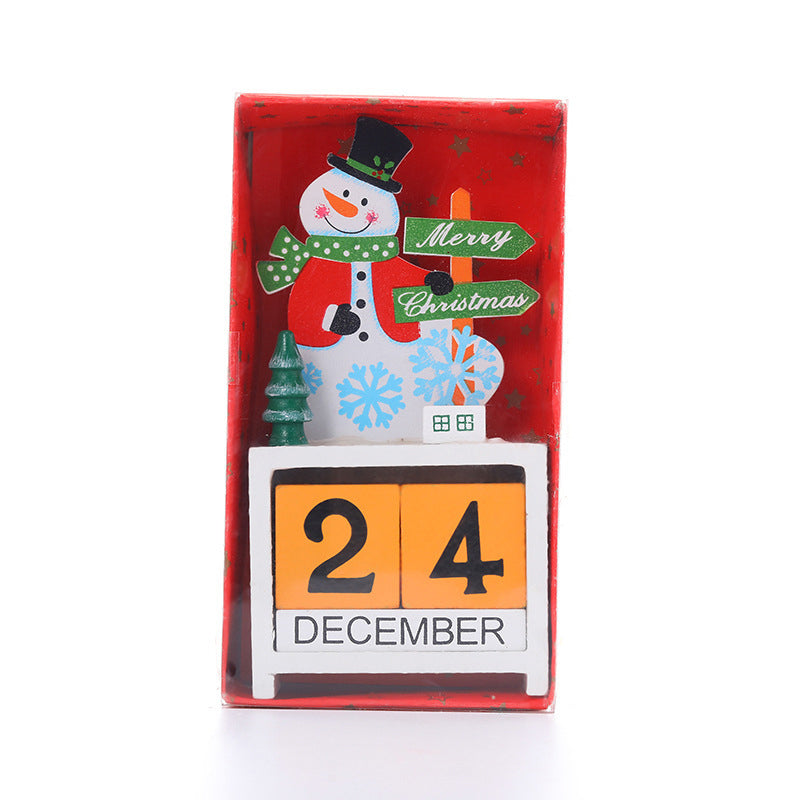 Christmas Ornament Calendar Wooden Desk Decor with Countdown Numbers