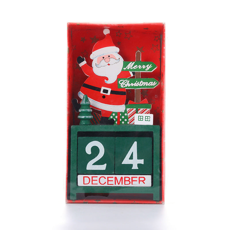 Christmas Ornament Calendar Wooden Desk Decor with Countdown Numbers