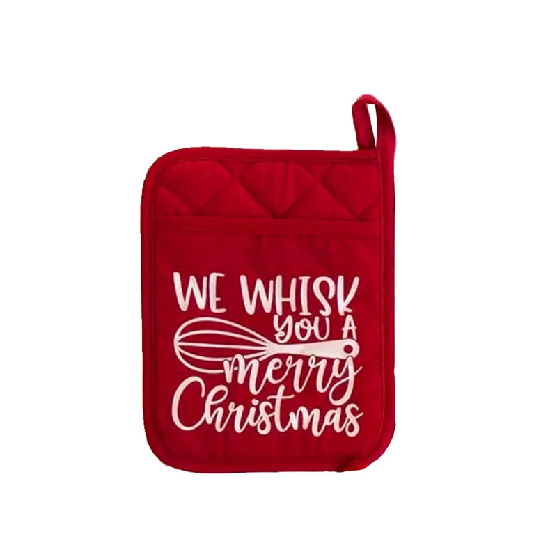 Christmas Pot Holder Set with Pockets | 6-Piece Heat Resistant Design with Hanging Loops | Festive Kitchen Decor & Gift Set