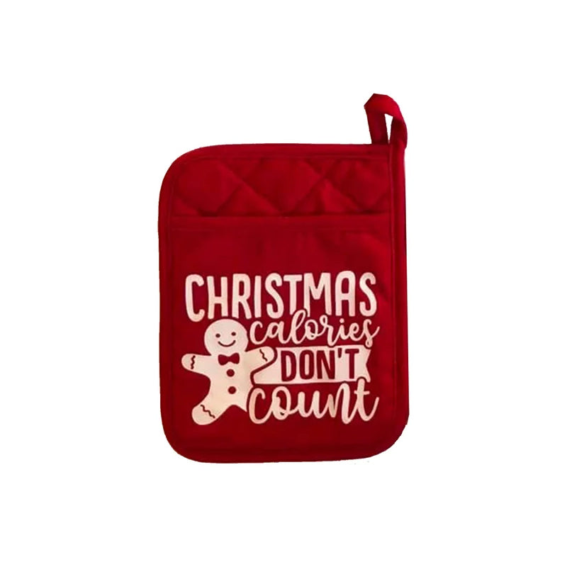 Christmas Pot Holder Set with Pockets | 6-Piece Heat Resistant Design with Hanging Loops | Festive Kitchen Decor & Gift Set