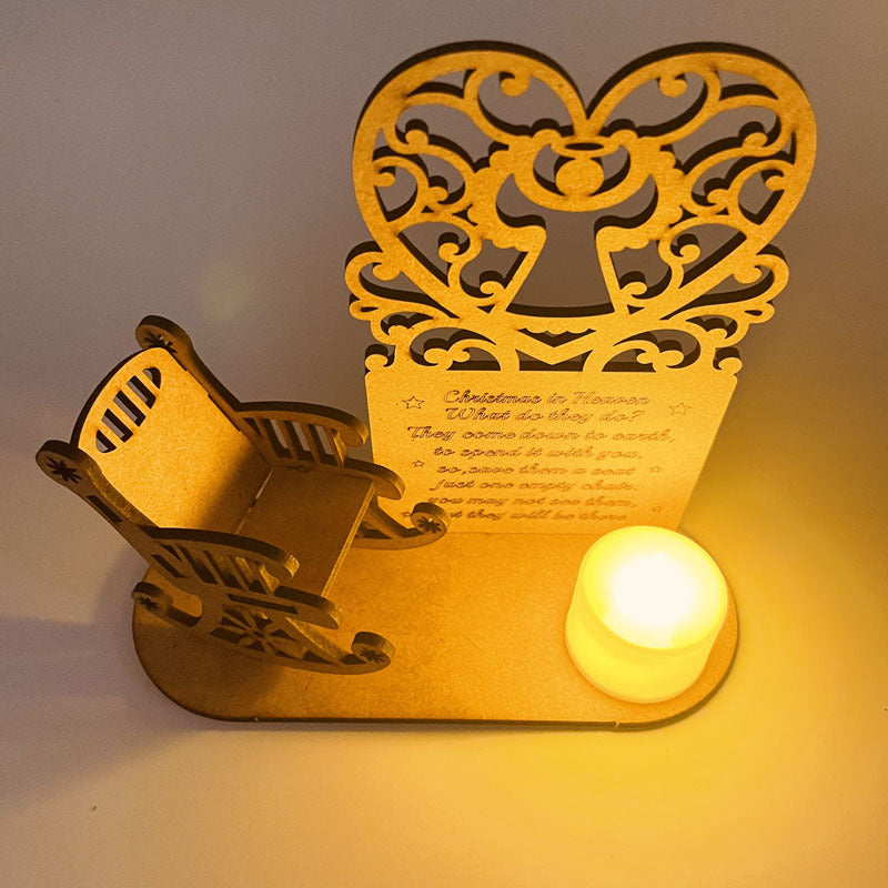 Christmas Remembrance Candle Holder Ornament Linden Wood | Rocking Chair Design, Personalisable | Memorial Keepsake Gift