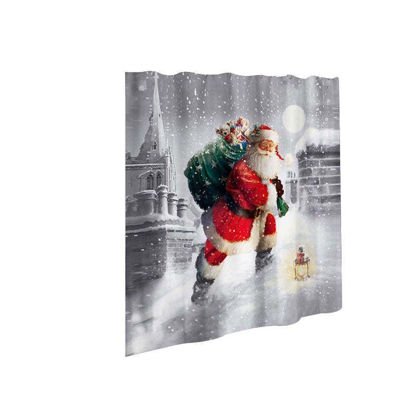 Christmas Shower Curtain Festive Print | Waterproof Polyester | Mould Resistant, Anti-Bacterial, Thick Bathroom Curtain