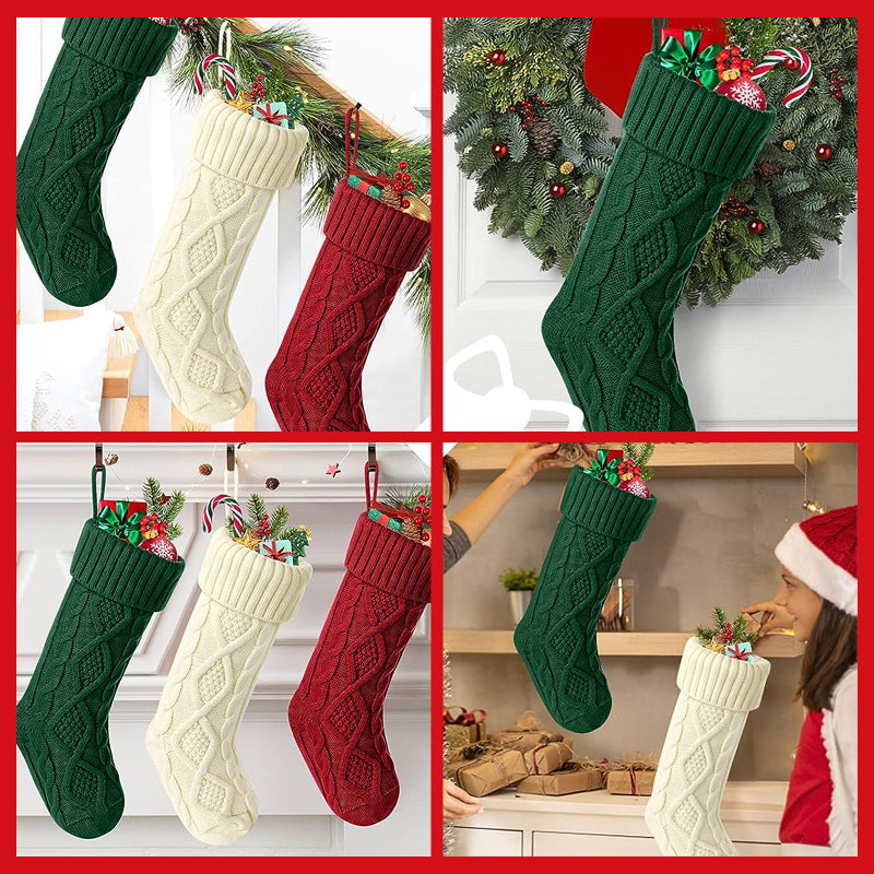 Christmas Stocking Holiday Decoration | Stretchy Acrylic Fabric Holds Small Gifts | Hangs on Mantels, Doors or Walls