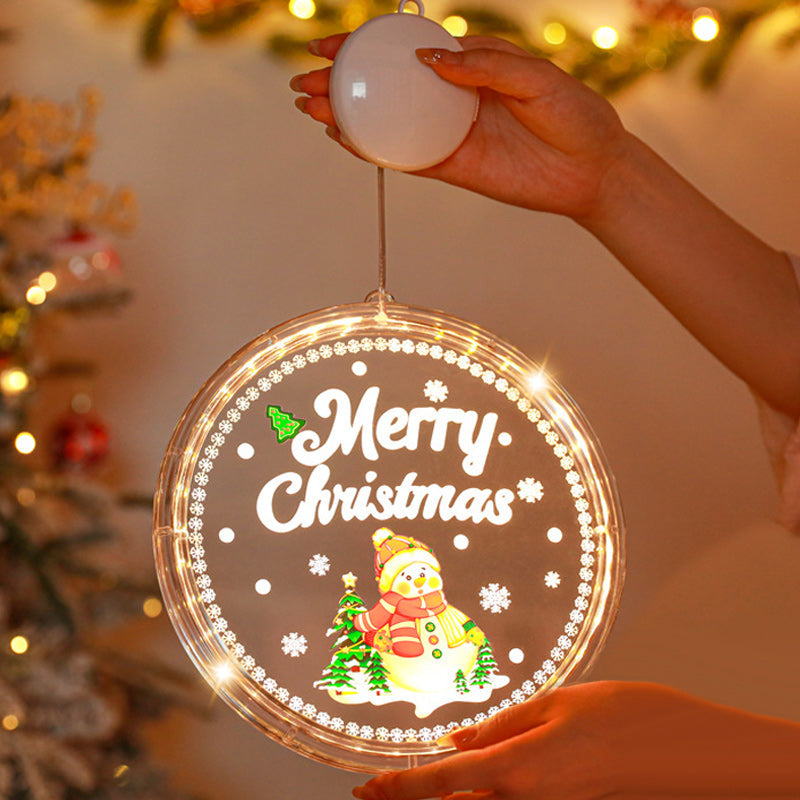 Christmas Window Hanging Lights | Suction Cup Silhouette with Battery-Powered LED | Acrylic Design, Multiple Festive Styles