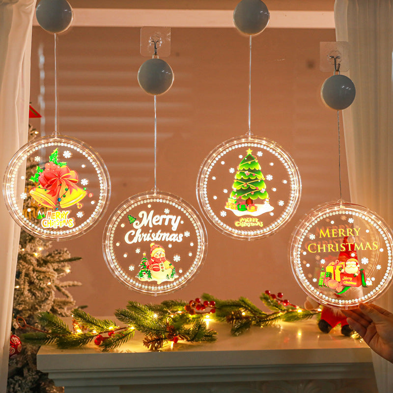 Christmas Window Hanging Lights | Suction Cup Silhouette with Battery-Powered LED | Acrylic Design, Multiple Festive Styles