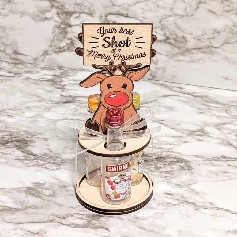 Christmas Wine Bottle Holder Figure | Penguin, Reindeer and Gnome Table Decoration Styles | Wooden Festive Centrepiece