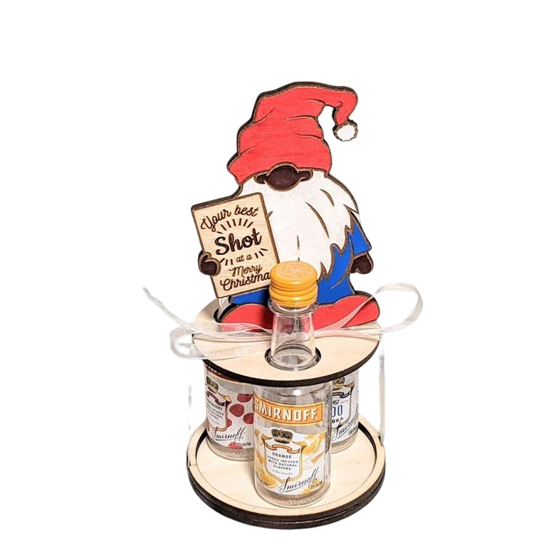 Christmas Wine Bottle Holder Figure | Penguin, Reindeer and Gnome Table Decoration Styles | Wooden Festive Centrepiece