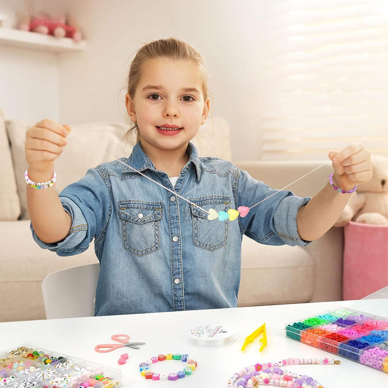 Clay Beads Bracelet Making Kit | 5520 Beads & 550 Charms Set | Polymer Clay Jewellery Craft Kit for Kids & Adults
