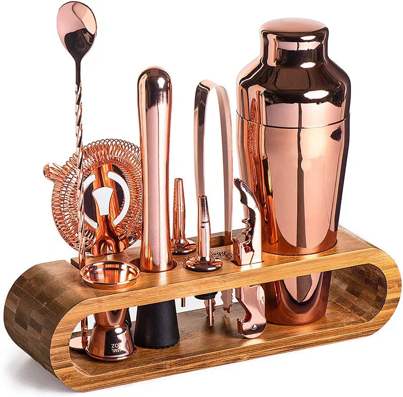 Cocktail Shaker Set | Curved Stand, Full Tool Lineup