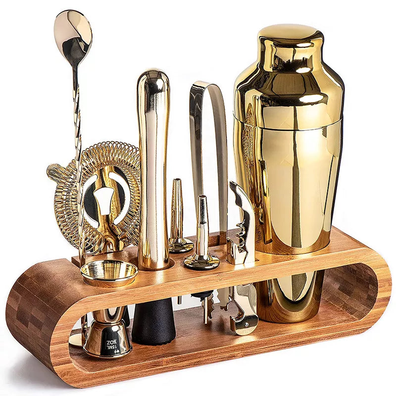 Cocktail Shaker Set | Curved Stand, Full Tool Lineup