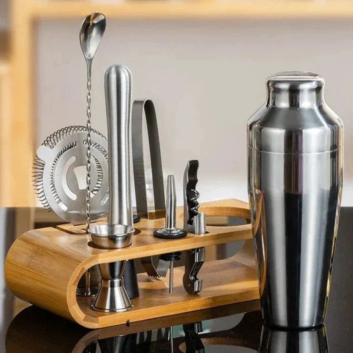Cocktail Shaker Set | Curved Stand, Full Tool Lineup