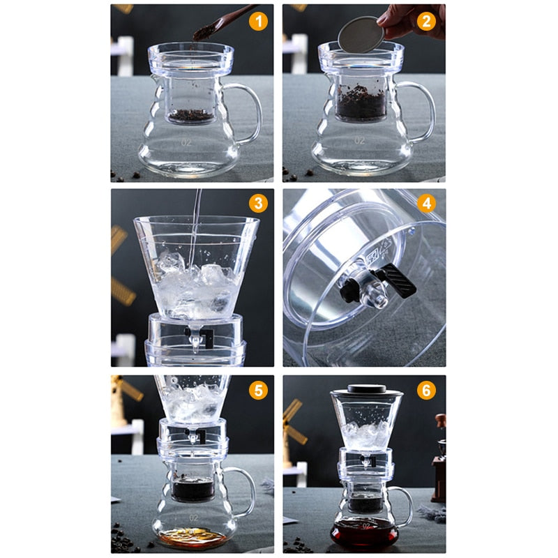 Cold Brew Coffee Maker Glass Percolator | Integrated Filter, No Electricity Needed | Fresh Cold Brew in 2-4 Hours
