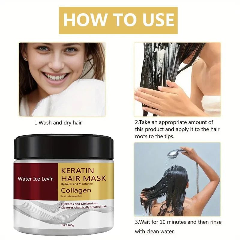 Collagen Keratin Hair Mask for Damaged Hair | 100g Deep Conditioning Treatment | Reduces Frizz, Strengthens Split Ends