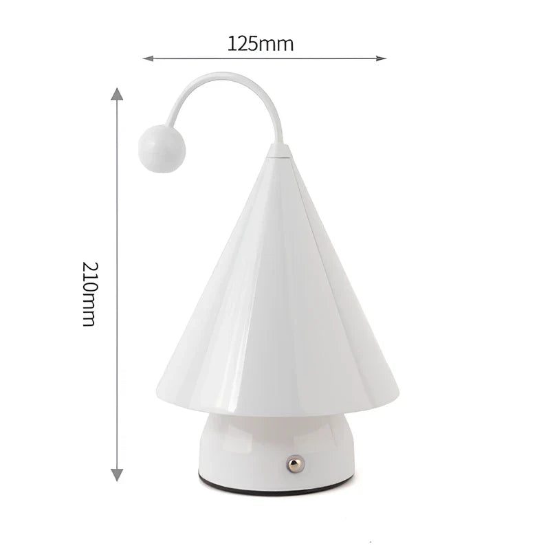 Cordless Cone Table Lamp, Iron & Acrylic | 3 Colours, Stepless Dimming | Rechargeable, Up to 6 Hours