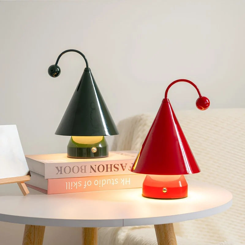 Cordless Cone Table Lamp, Iron & Acrylic | 3 Colours, Stepless Dimming | Rechargeable, Up to 6 Hours