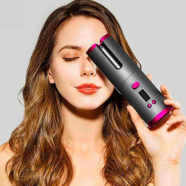 Cordless Curling Iron Rechargeable Ceramic LCD Display with USB-C Charging
