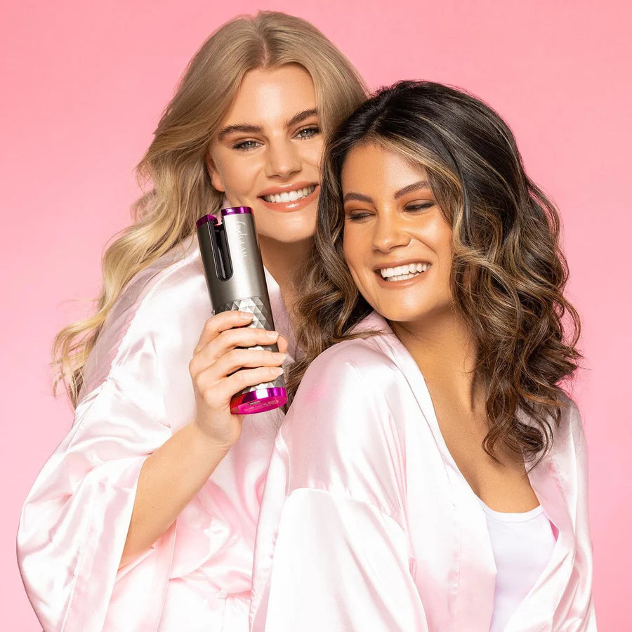 Cordless Curling Iron Rechargeable Ceramic LCD Display with USB-C Charging