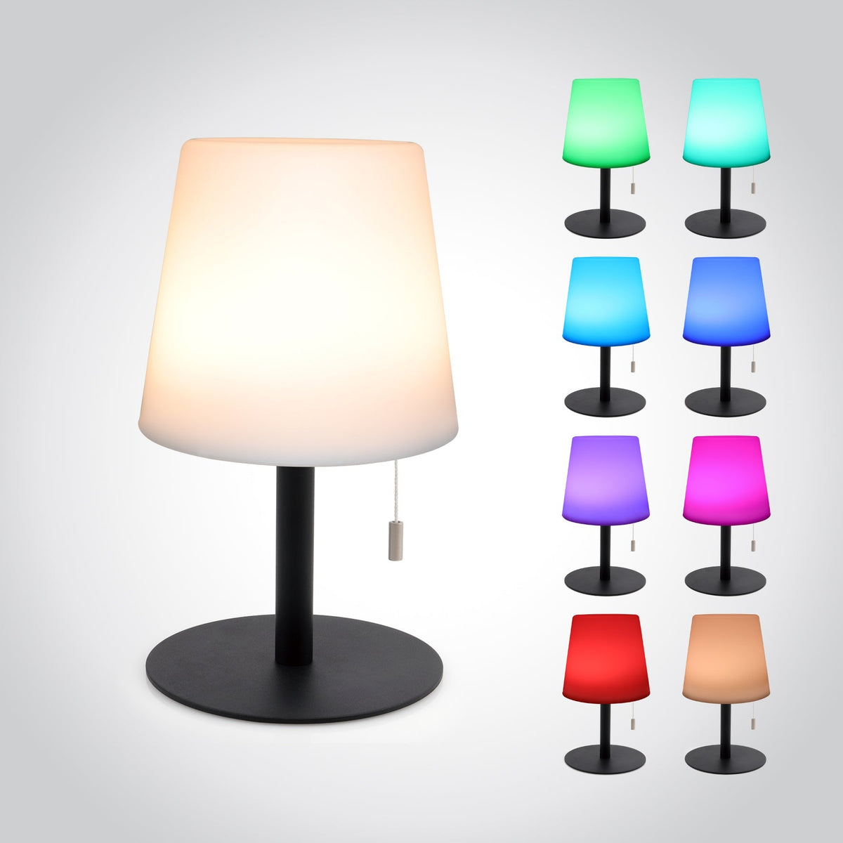 Cordless Rechargeable Table Lamp | IP65 Waterproof, 16 Colours | Dimmable, 2000 mAh USB Charging, 8-12 Hour Runtime