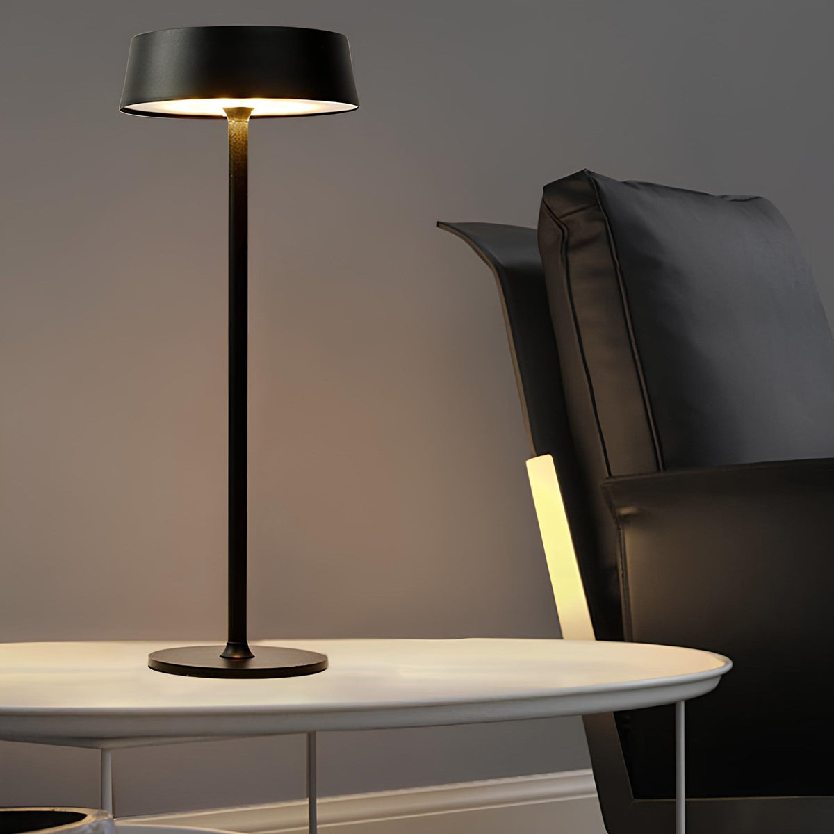 Cordless Rechargeable Table Lamp, Iron Build, 25 x 13 cm | Black, White or Brown | Dimmable with 3 Lighting Modes
