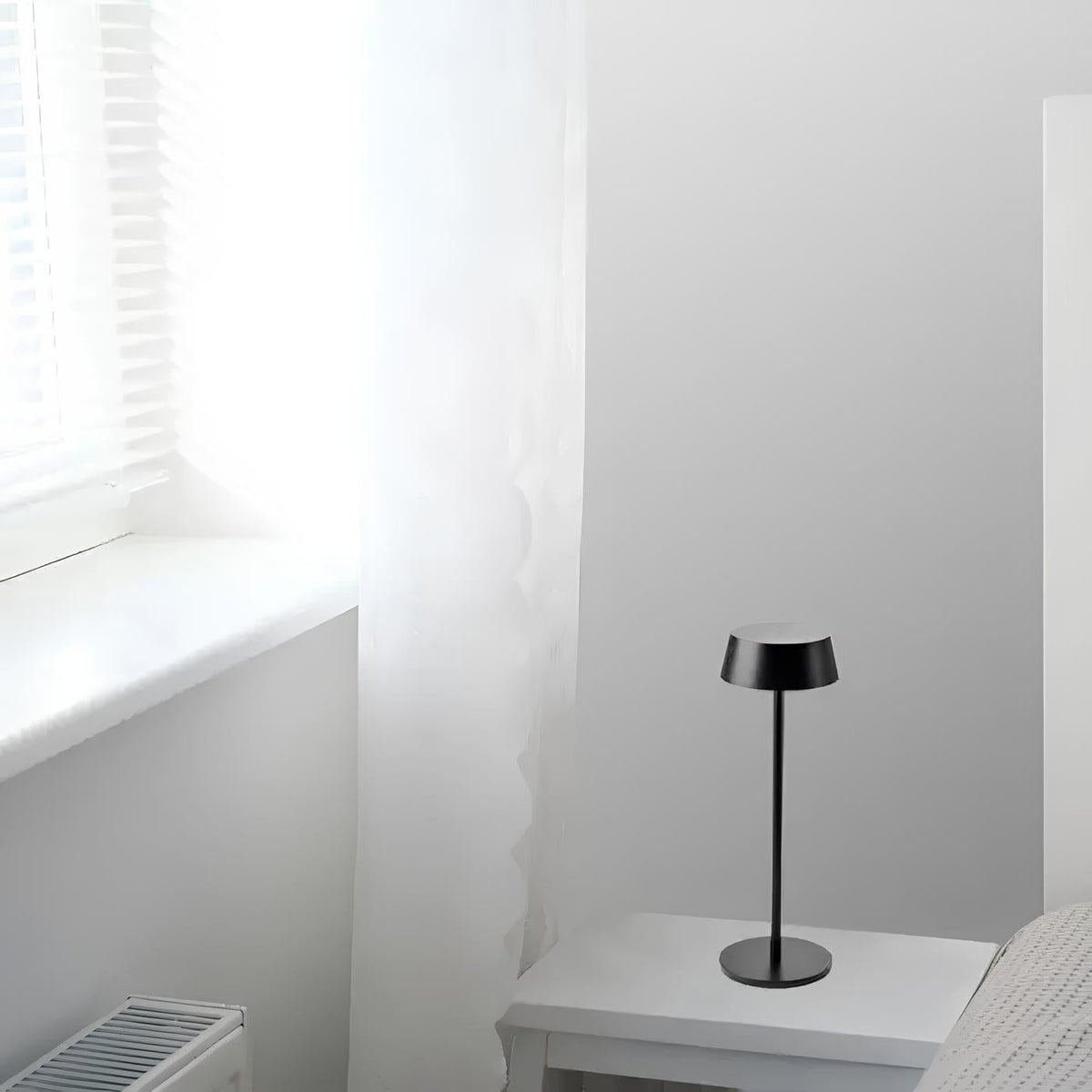 Cordless Rechargeable Table Lamp, Iron Build, 25 x 13 cm | Black, White or Brown | Dimmable with 3 Lighting Modes