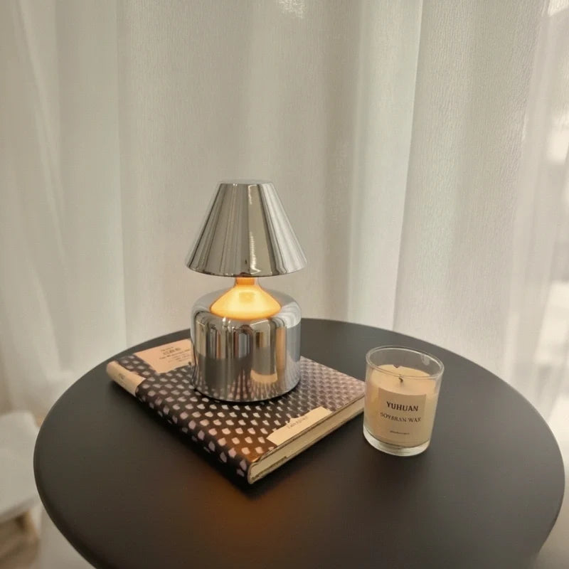 Cordless Table Lamp Wrought Iron 15 x 10 x 9 cm | Dome, Drum, Halo, Orbit, Cone | Dimmable Rechargeable Ambient Light