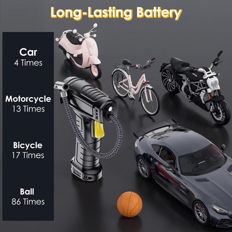 Cordless Tyre Inflator Pump | Digital Display with Smart Auto Shut-Off | 35 L/min Fast Inflation, USB Rechargeable