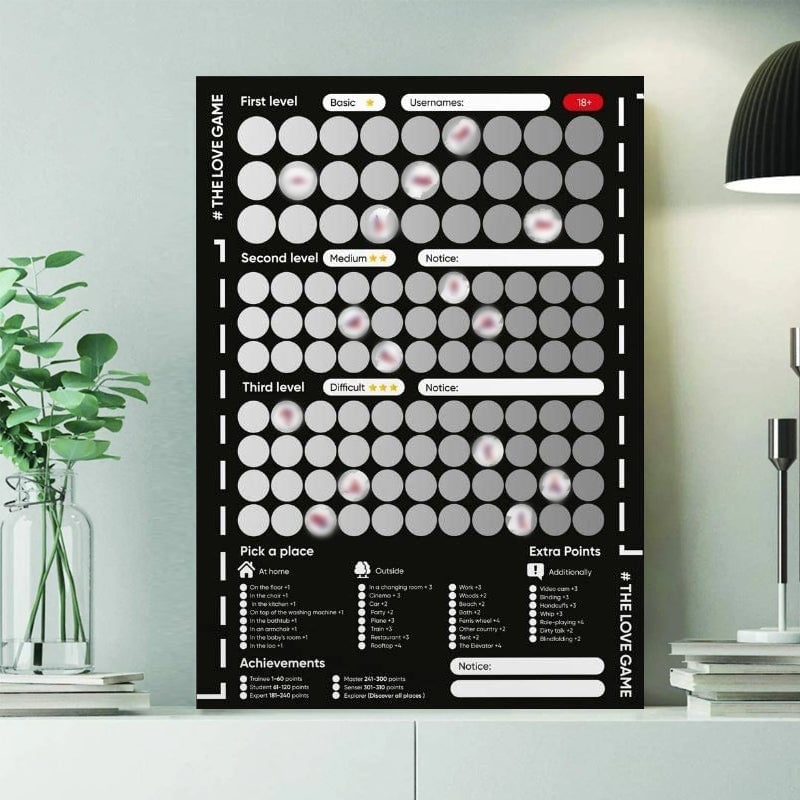 Couples Gift Scratch-Off Poster Eco-Friendly Bucket List with 100 Date Ideas