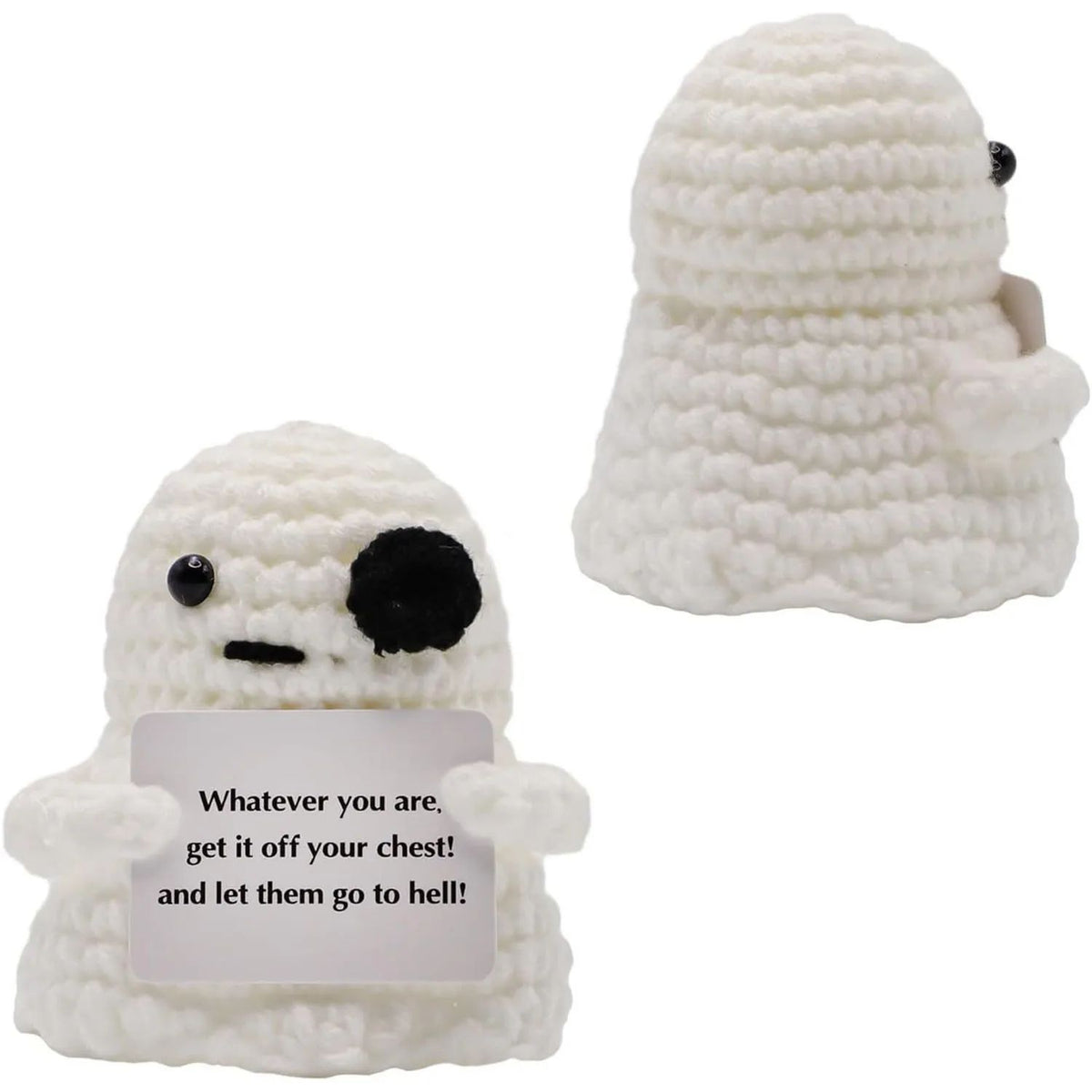 Crochet Bat Doll Halloween Decor | Includes Encouragement Card | Knitted Design for Desk, Shelf or Room Display