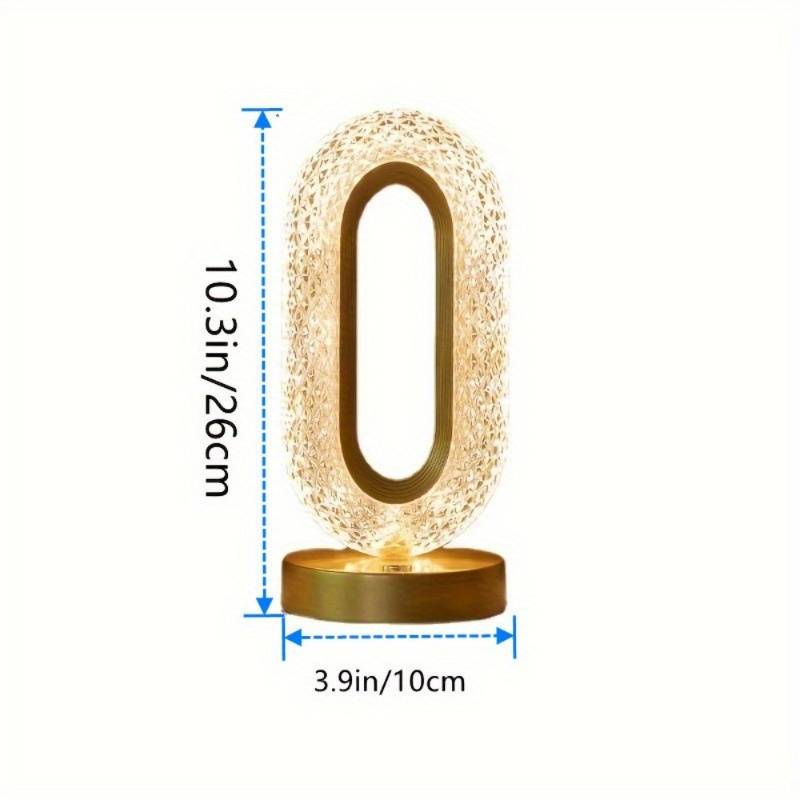 Crystal-Effect Table Lamp, Metal Base, 26 cm | Patterned Faceted Design | Rechargeable USB-C, Touch Dimmable, 3 Colour Modes
