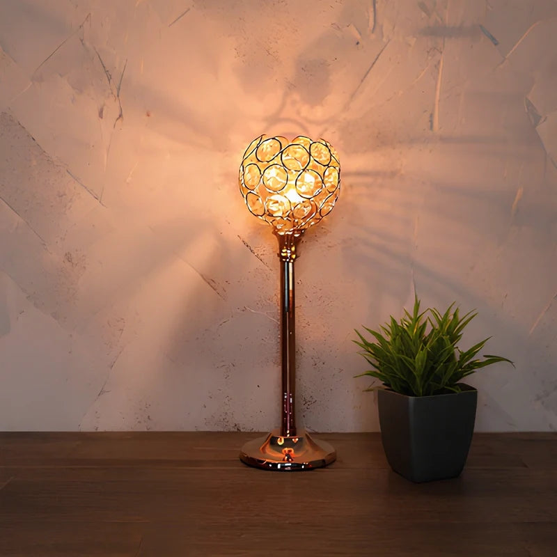 Crystal Sphere Candle Holder | Glass and Iron, Gold or Silver | Faceted Beads Reflect Candlelight, 3 Sizes or Set of 3