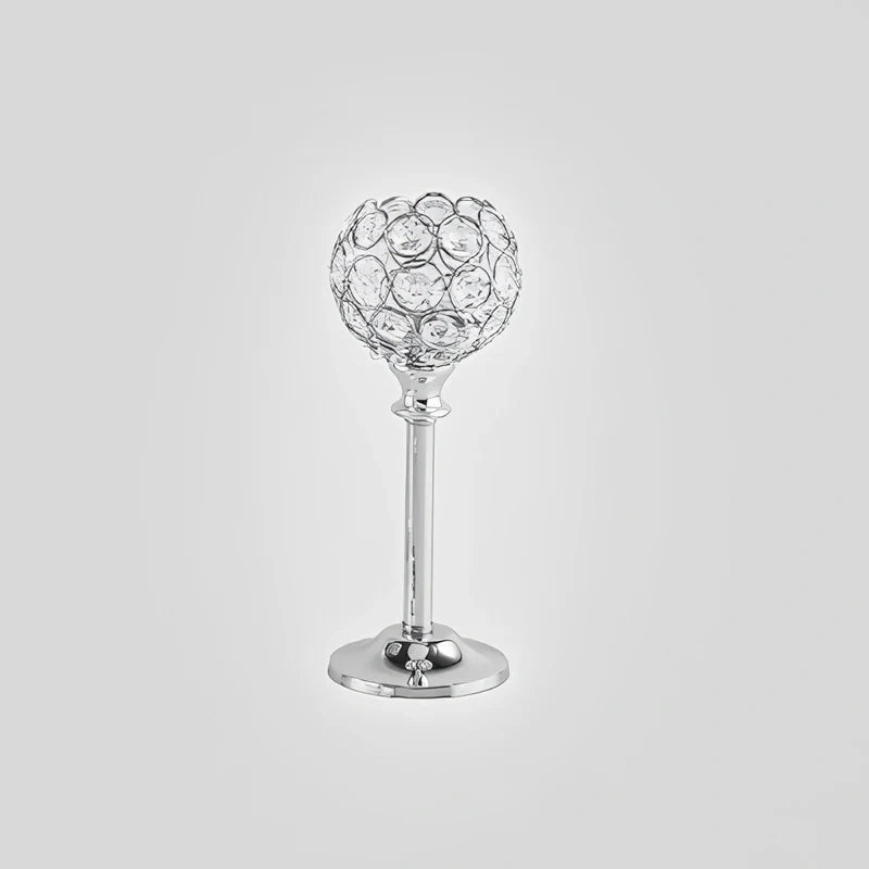Crystal Sphere Candle Holder | Glass and Iron, Gold or Silver | Faceted Beads Reflect Candlelight, 3 Sizes or Set of 3