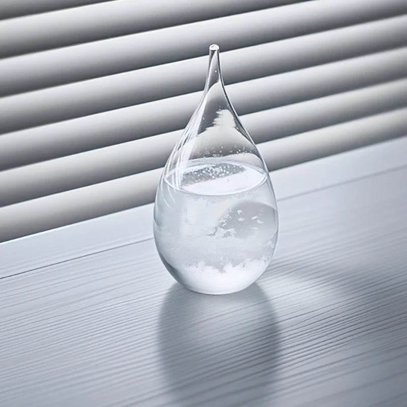 Crystal Weather Lamp Glass & Wood | Water Drop or Cube Shape, USB or Battery Powered | 7-Colour LED, Crystals React to Temperature