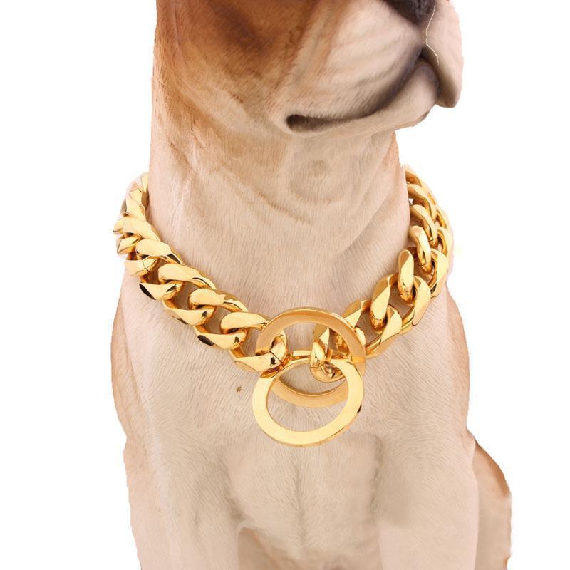 Cuban Link Dog Collar Stainless Steel | Wide Slip Chain for Large Dog Breeds | Rust-Resistant & Skin-Safe Finish