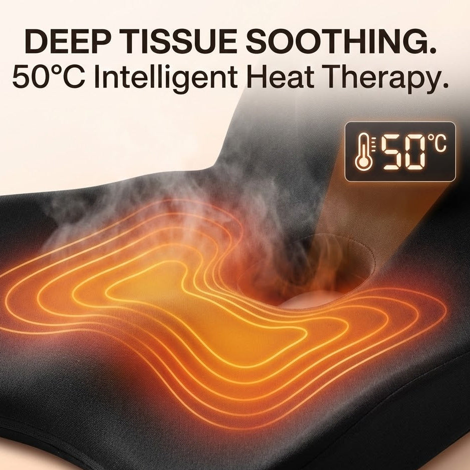 Cushion for Bruised Tailbone & Sore Coccyx | Rear Cut-Out, Contoured Wedge Base