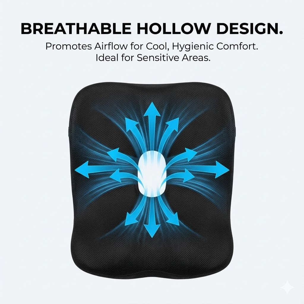 Cushion for Bruised Tailbone & Sore Coccyx | Rear Cut-Out, Contoured Wedge Base