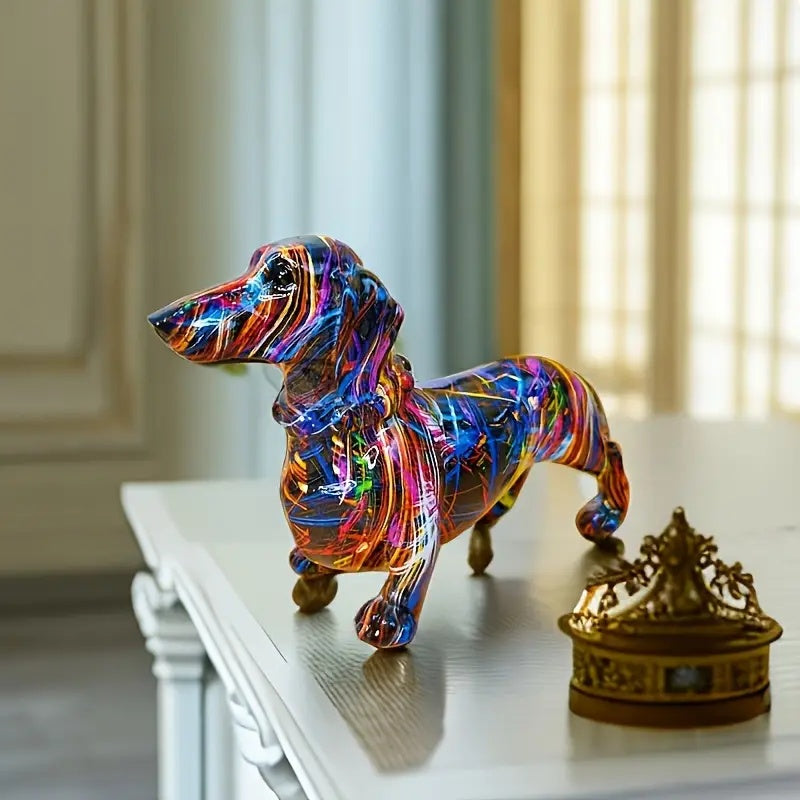 Decorative Dachshund Figurine | Splattered Gloss Finish