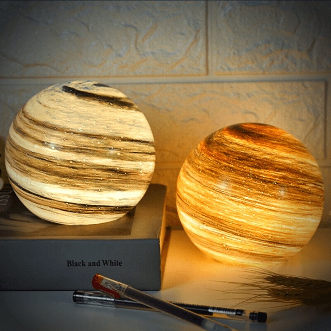 Designer Lamp | Banded Globe Shade, Warm Diffused Glow