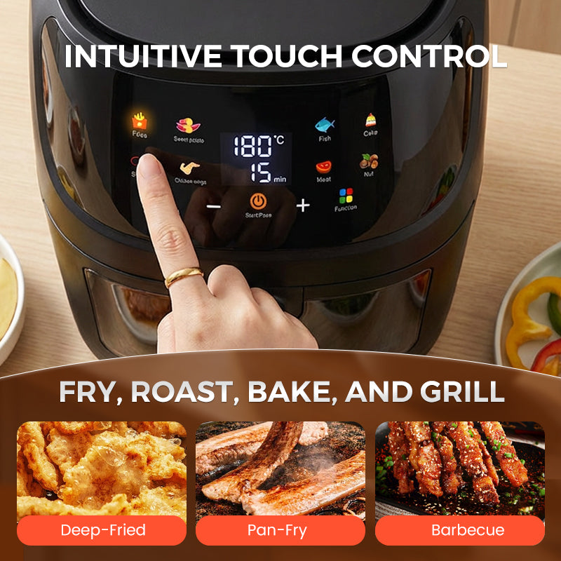 Digital Air Fryer with Viewing Window | 360° Rapid Hot Air Circulation | Crispy Family Meals with Less Oil, Digital Controls