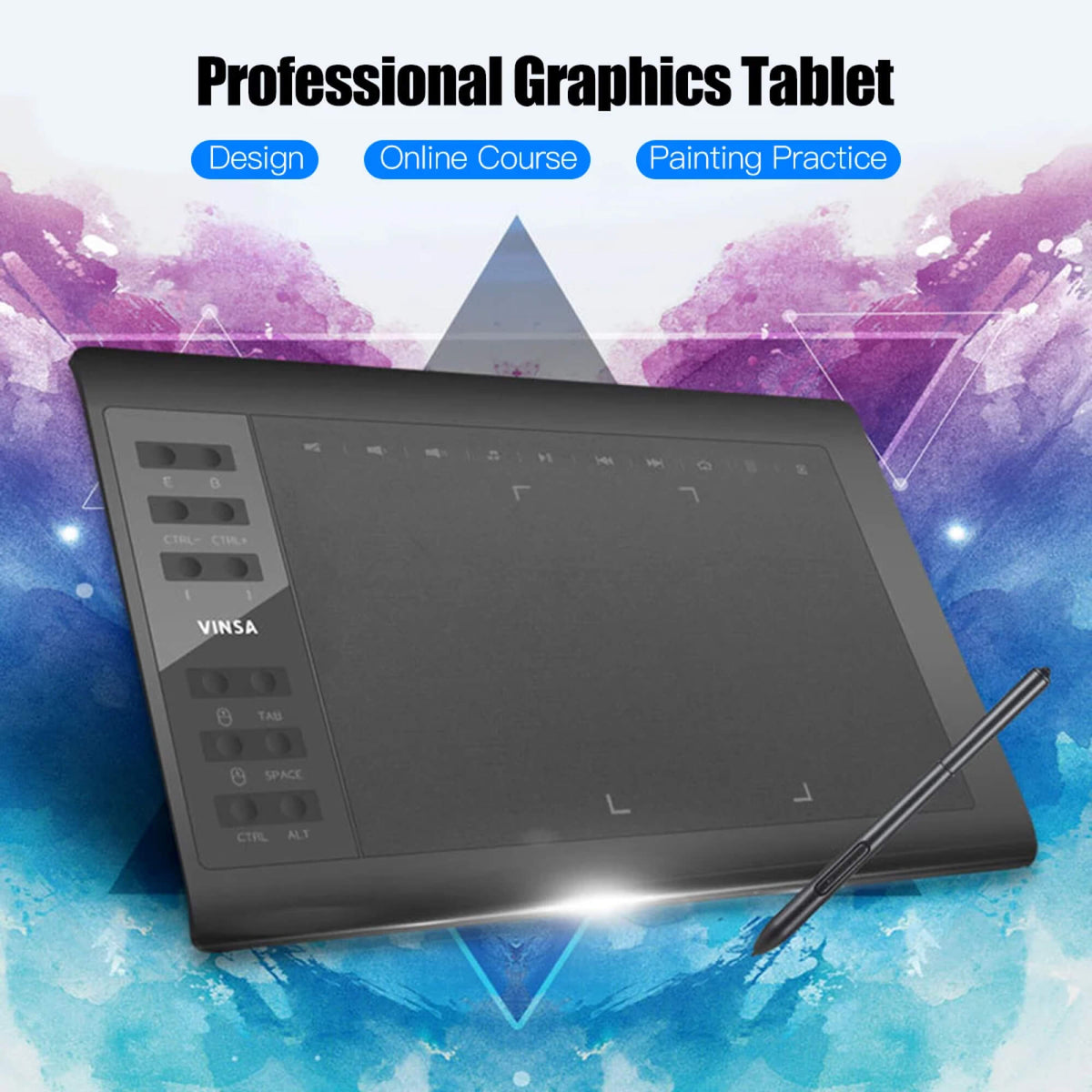 Digital Drawing Tablet with Pen | 8192 Pressure Levels, 5080 LPI Resolution | 12 Express Keys, Battery-Free Stylus