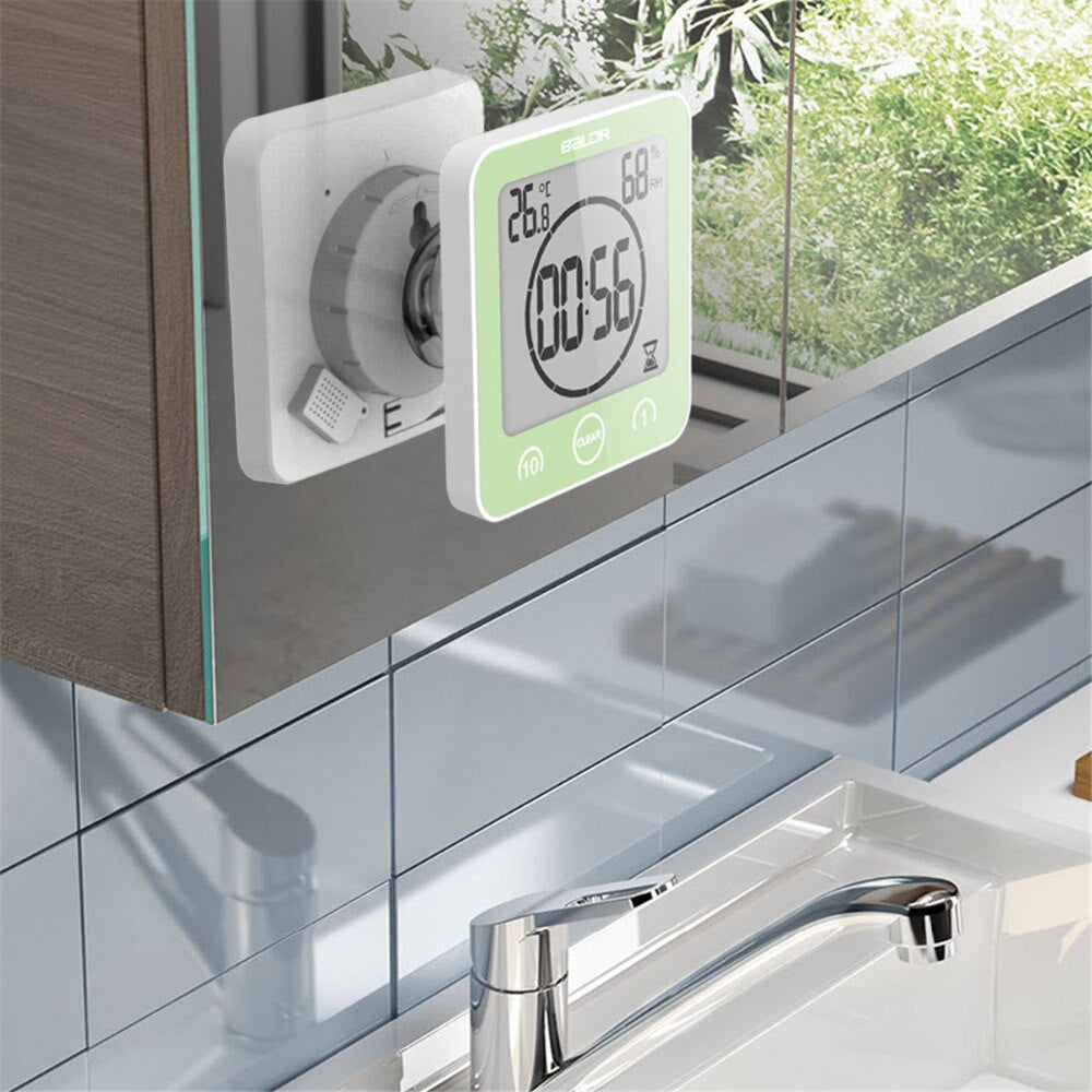 Digital Shower Clock AquaClock | Waterproof Suction Cup Mount, 10 cm Diameter | Large Display for Steamy Bathroom Timing