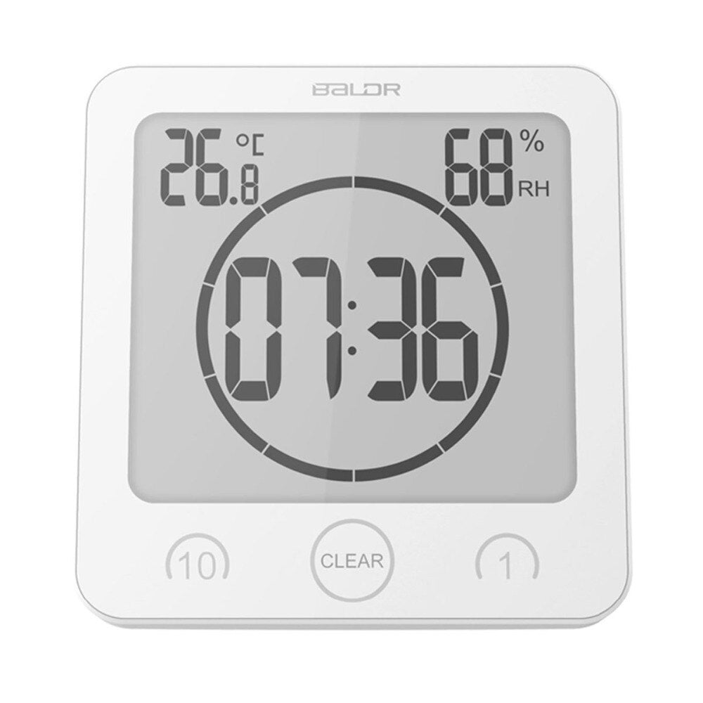 Digital Shower Clock AquaClock | Waterproof Suction Cup Mount, 10 cm Diameter | Large Display for Steamy Bathroom Timing