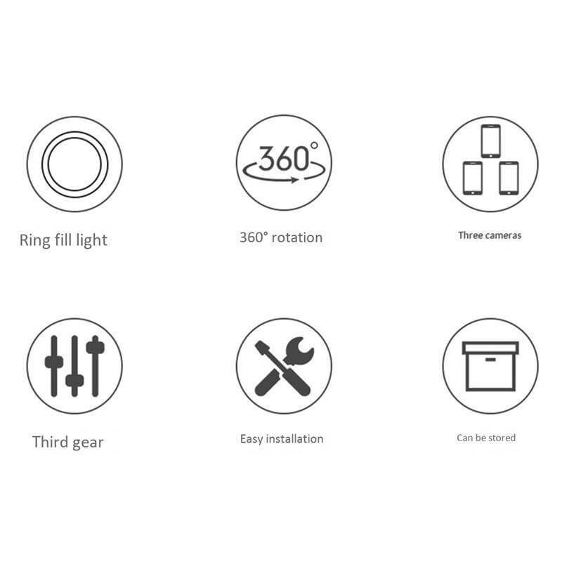 Dimmable Ring Light Foldable Round LED 3 Modes with Non-Slip Phone Clip