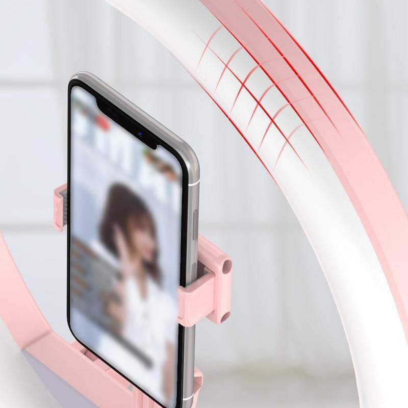 Dimmable Ring Light Foldable Round LED 3 Modes with Non-Slip Phone Clip